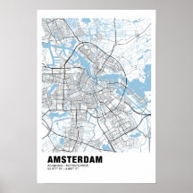Poster del Mapa de Amsterdam - Mapa Blanco de Amst