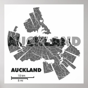 Póster Poster del mapa de Auckland