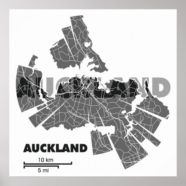 Póster Poster del mapa de Auckland (Frente)