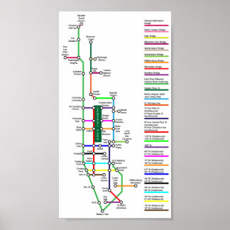 Póster Poster del Mapa de Bicicletas de la Ciudad de Nuev