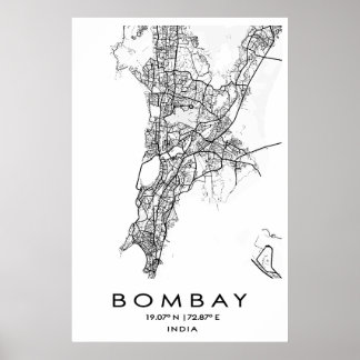 Póster Poster del mapa de Bombay/Mumbai | Maharashtra | I