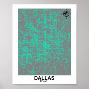 Póster Poster del Mapa de Dallas