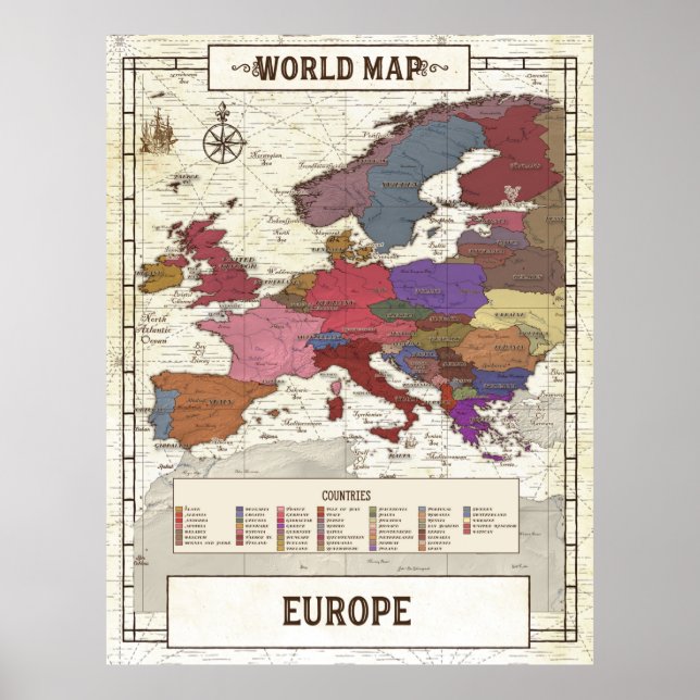 Póster Poster Del Mapa De Europa (Frente)