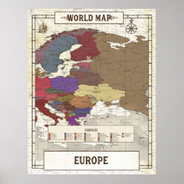 Póster Poster Del Mapa De Europa