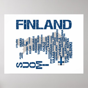 Póster Poster del MAPA de FINLANDIA