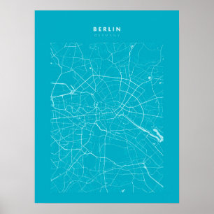 Póster Poster del mapa de la ciudad azul claro de Berlín