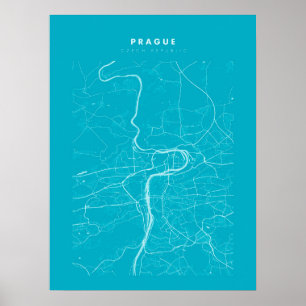 Póster Poster del mapa de la ciudad azul claro de Praga