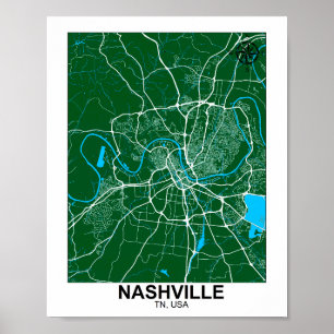 Póster Poster del mapa de la ciudad de Nashville