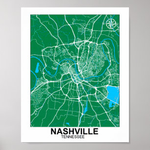 Póster Poster del mapa de la ciudad de Nashville