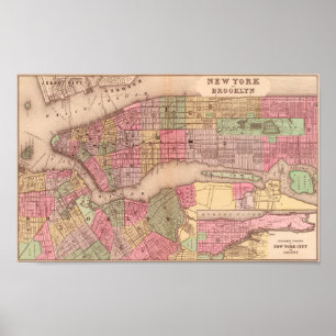 Póster Poster del Mapa de la Ciudad de Nueva York
