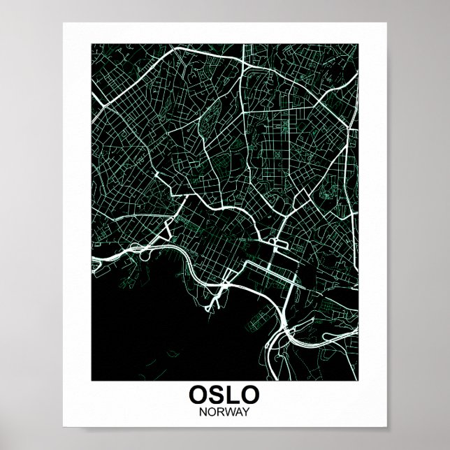 Póster Poster del Mapa de la Ciudad de Oslo, (Frente)