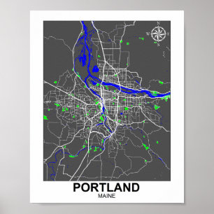 Póster Poster del mapa de la ciudad de Portland