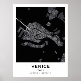 Póster Poster del mapa de la ciudad de Venecia Italia