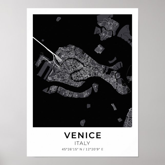 Póster Poster del mapa de la ciudad de Venecia Italia (Frente)