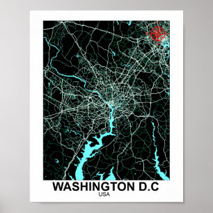 Póster Poster del Mapa de la Ciudad de Washington