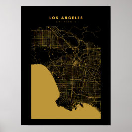 Póster Poster del Mapa de la Ciudad Dorada de Los Ángeles