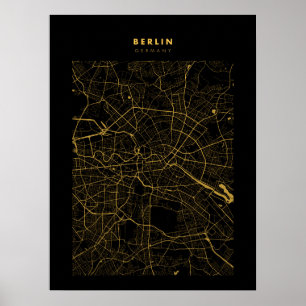 Póster Poster del Mapa de la Ciudad Oscura de Berlín
