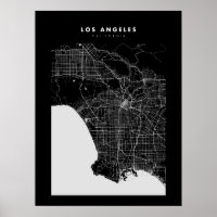 Poster del Mapa de la Ciudad Oscura de Los Ángeles