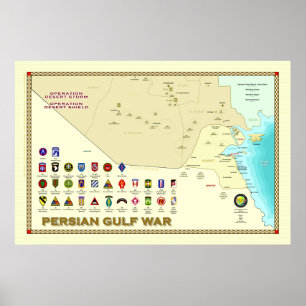 Póster Poster del mapa de la guerra del golfo Pérsico