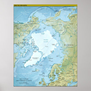 Póster Poster del mapa de la región ártica