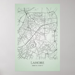 Póster Poster del Mapa de Lahore | Hoja de Ruta de la Ciu