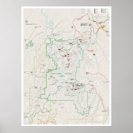 Póster Poster del mapa de las tierras del cañón (Utah)