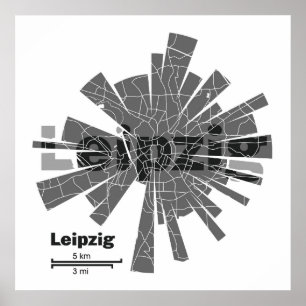 Póster Poster del mapa de Leipzig