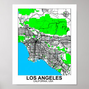 Póster Poster del mapa de Los Ángeles