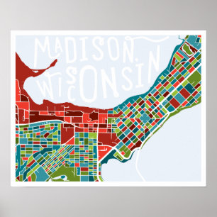 Póster Poster del mapa de Madison, Wisconsin