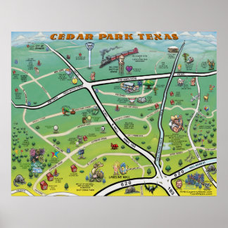 Póster Poster del Mapa de Parque Cedar