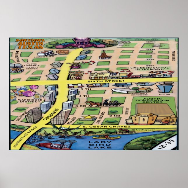 Póster Poster del Mapa de Personalizados del Centro de Au (Frente)
