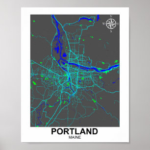 Póster Poster del mapa de Portland