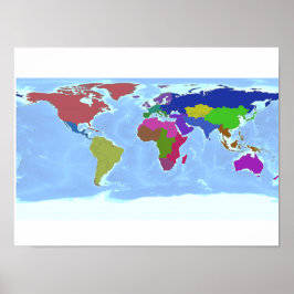 Póster Poster del mapa de regiones mundiales