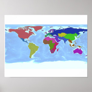 Póster Poster del mapa de regiones mundiales