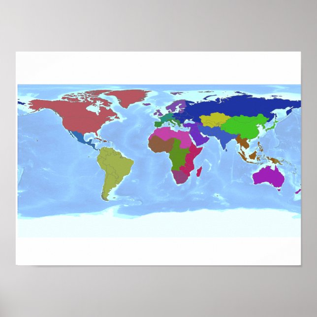 Póster Poster del mapa de regiones mundiales (Frente)