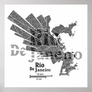 Póster Poster del mapa de Río de Janeiro
