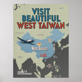 Póster Poster del Mapa de Taiwán Occidental de 18" x 24"
