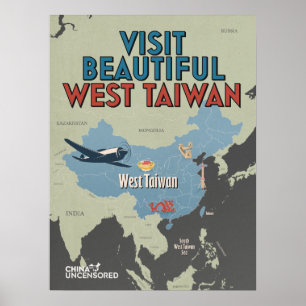 Póster Poster del Mapa de Taiwán Occidental de 18" x 24"