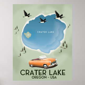 Póster Poster del mapa de viajes del Crater Lake Oregon