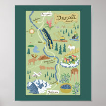 Poster del mapa del Borough de Denali