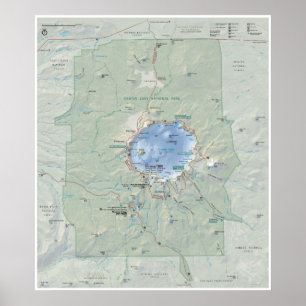 Póster Poster del mapa del lago Crater