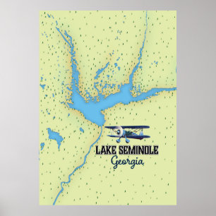 Póster Poster del mapa del lago Seminole Georgia