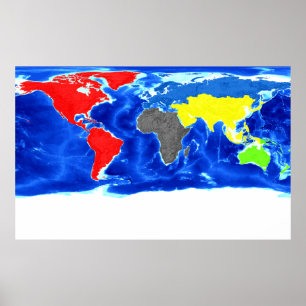 Póster Poster del mapa del mundo del color olímpico