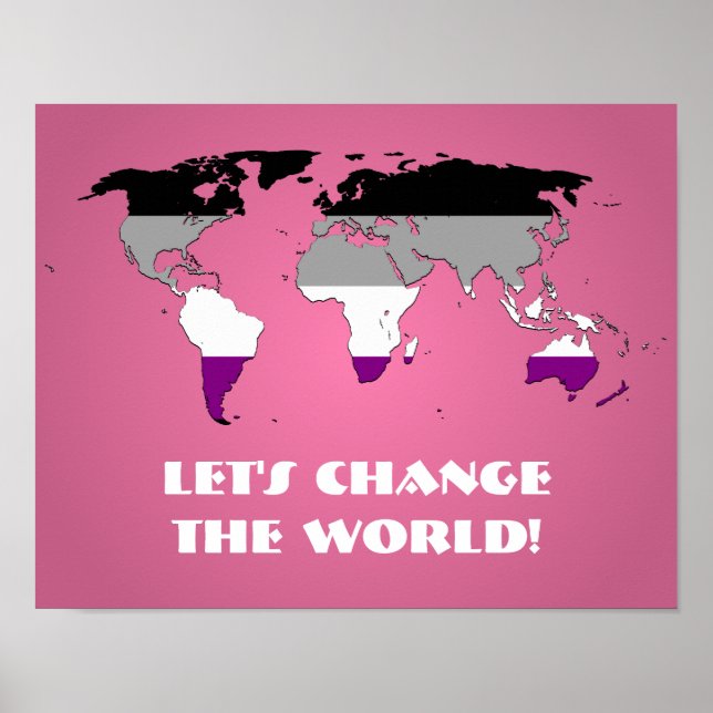 Póster Poster del mapa del mundo del orgullo de asexualid (Frente)