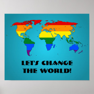 Póster Poster del mapa del mundo del orgullo del arco