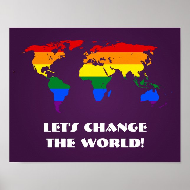 Póster POSTER del mapa del mundo del orgullo del arcoiris (Frente)