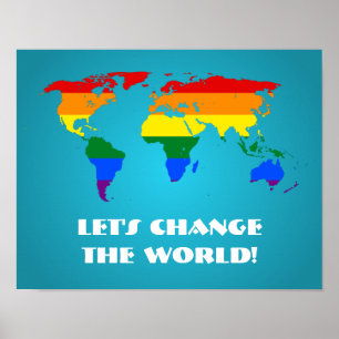 Póster POSTER del mapa del mundo del orgullo del arcoiris