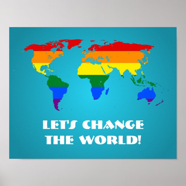 Póster POSTER del mapa del mundo del orgullo del arcoiris (Frente)
