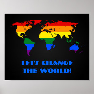Póster POSTER del mapa del mundo del orgullo del arcoiris