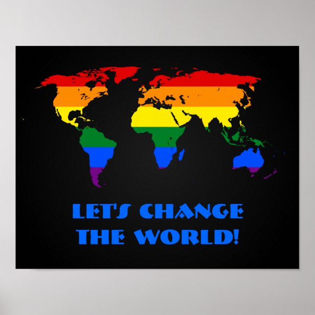 Póster POSTER del mapa del mundo del orgullo del arcoiris (Frente)